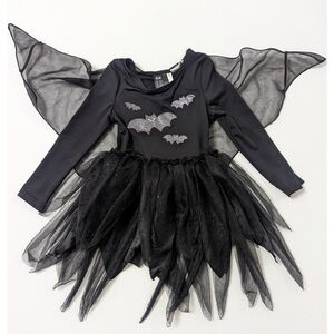 H&M Halloween Batgirl Costume Dress with Glittery Tulle Skirt and Removable Cape
